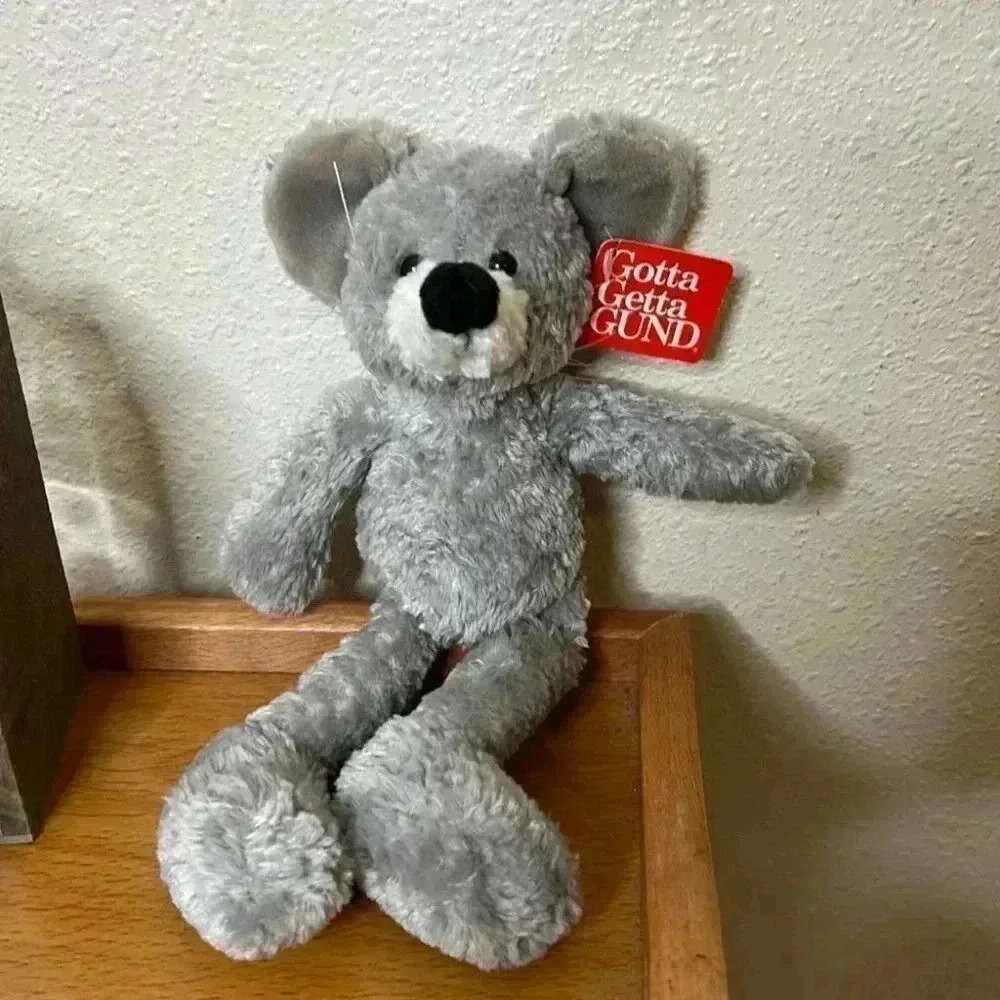NEW Gund Brie Gray Mouse Bean Bag Plush Stuffed Animal Toy Vintage Cute Whiskers